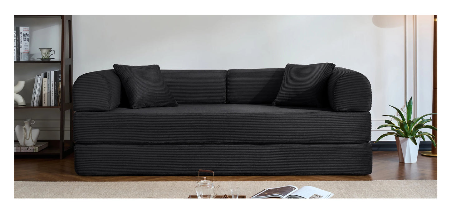 79’’ Folding Convertible Sofa Bed Corduroy Upholstered Boneless Couch, Loveseat Sleeper Floor Sofa for Living Room Bedroom