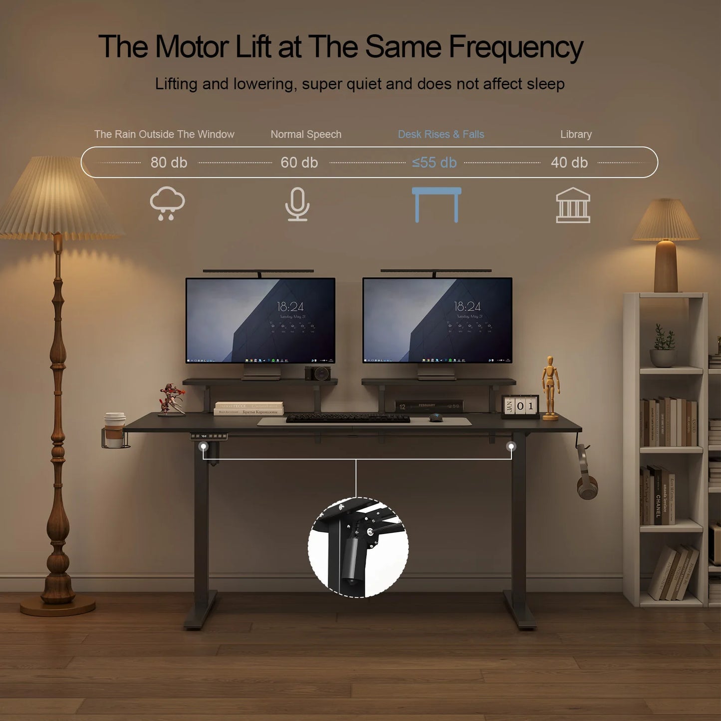 Standing Desk w/ 2 Adjustable Monitor Shelves,Electric Stand Up Desk with Memory Controller & Adjustable Height