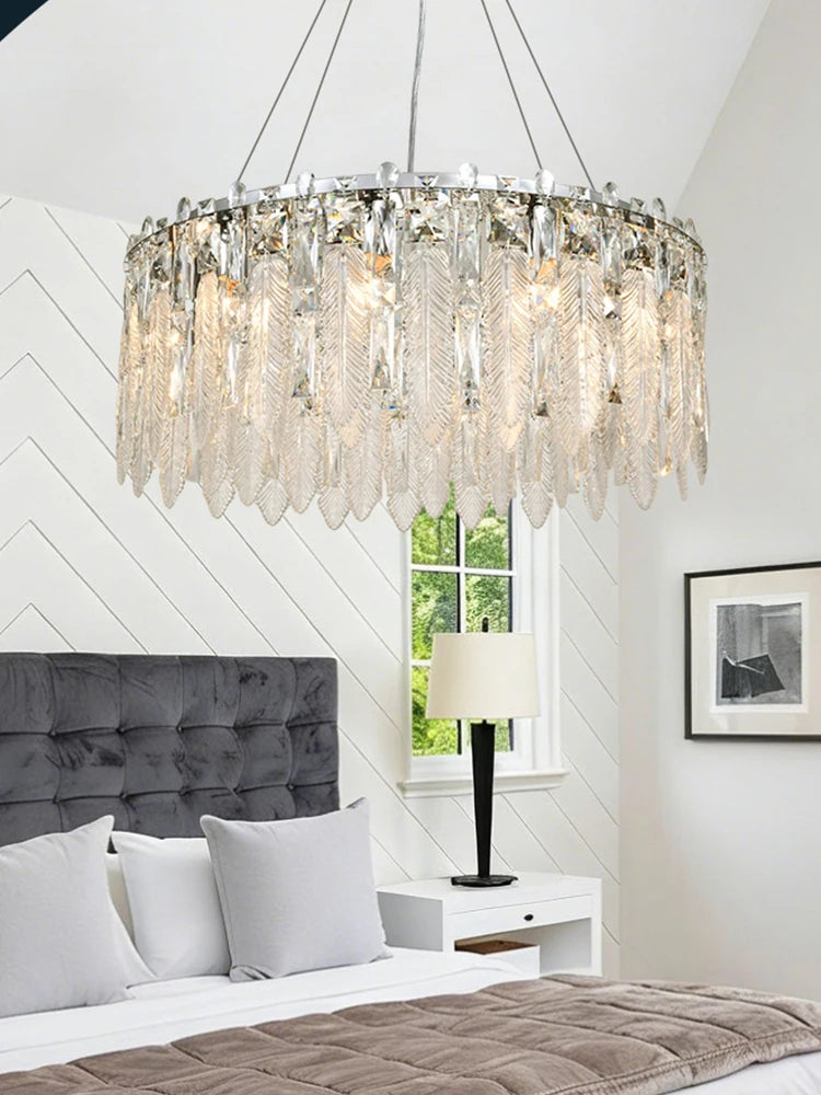 Modern Crystal Chandelier Living Room Ceiling Chandeliers Villa Loft Silver Lustre Lighting Home Decor Hanging Ceiling Lights