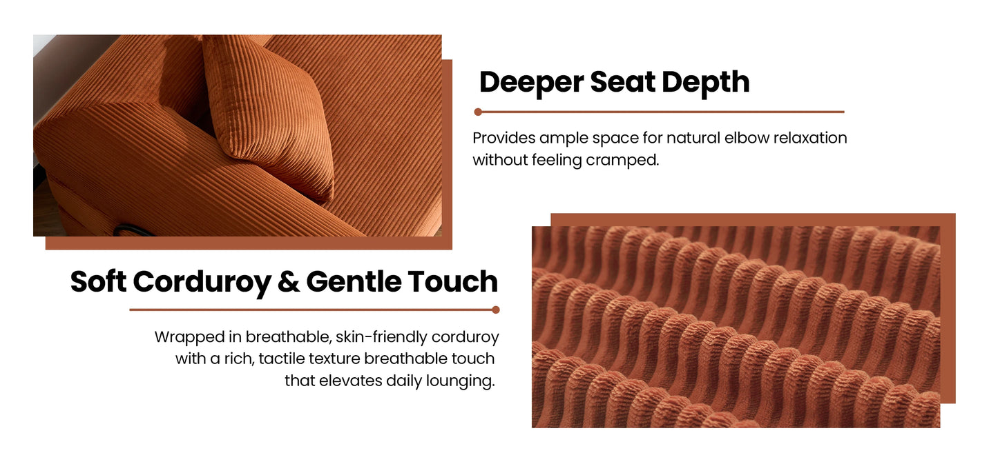 79’’ Folding Convertible Sofa Bed Corduroy Upholstered Boneless Couch, Loveseat Sleeper Floor Sofa for Living Room Bedroom