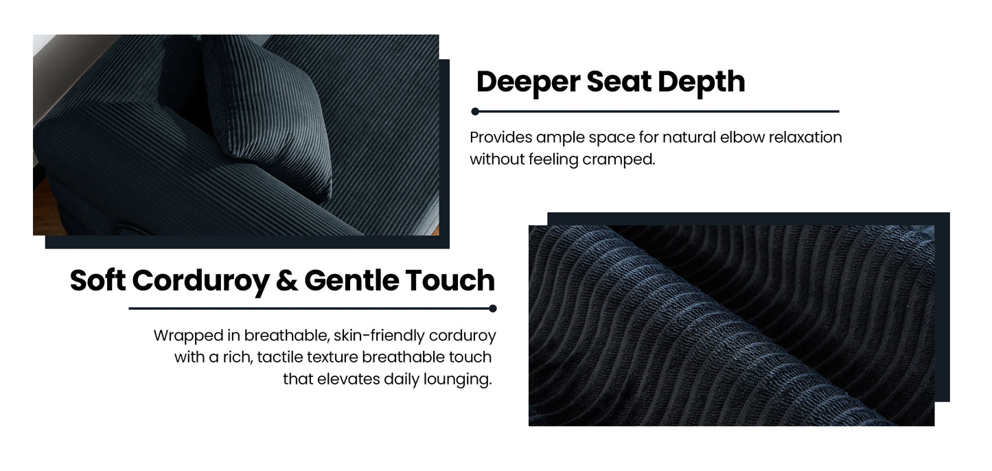 59’’ Convertible Sofa Bed Corduroy Upholstered Boneless Couch, Loveseat Fold Out Small Floor Sleeper for Living Room