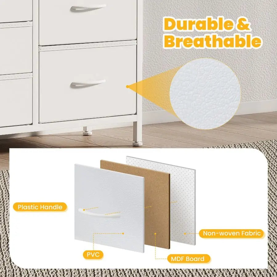 Dresser for Bedroom with 7 Storage Drawers, Fabric Chest of Drawers with Metal Frame, Living Room Storage Organizers Units for C