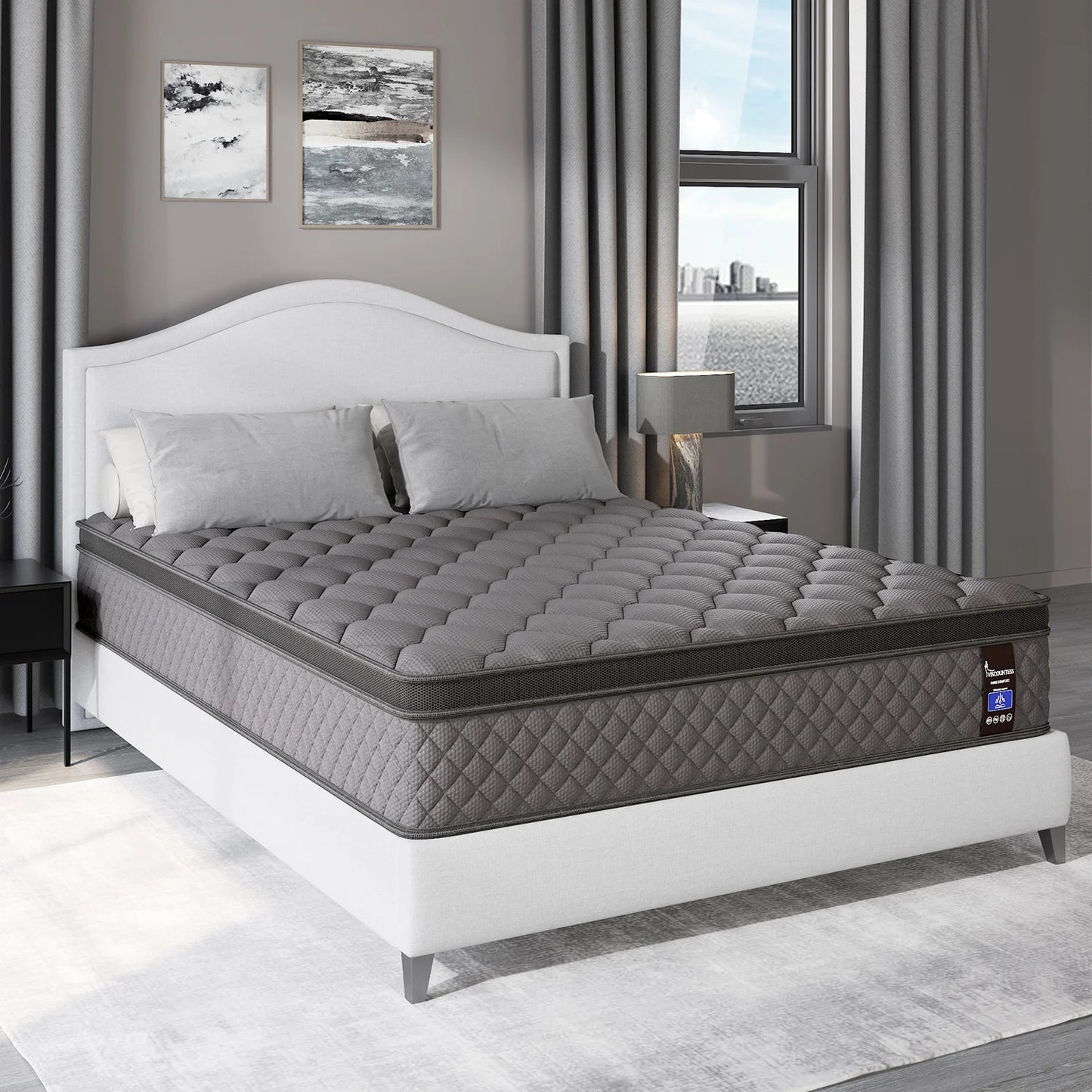 10"12"14"Twin Full Queen King Size Mattress in a Box Hybrid Spring Memory Foam,Euro Top Mattresses Medium Firm for Motion Isolat