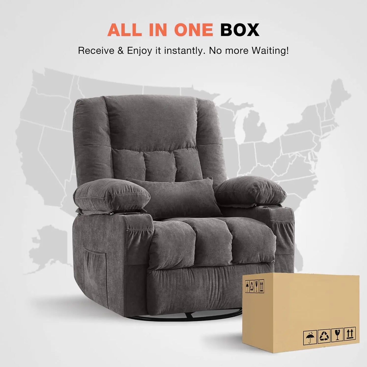 Massage Swivel Rocker Recliner Chair with Vibration Massage and Heat Ergonomic Lounge Chair for Living Room with, Customized