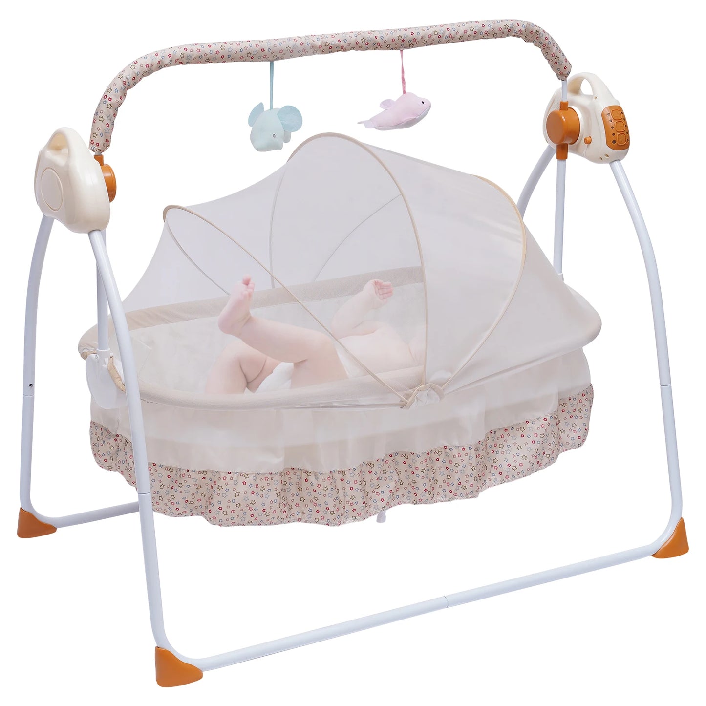 Cradle Swing Sleeping Bed Auto Rocking Chair Bed Swing 5 Speed Stand Baskets Musical Sleeping Basket 0-18 Months