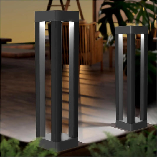 Outdoor Solar Floor Lamps, 2-Piece Garden Patio Lanterns for Pathway Driveway