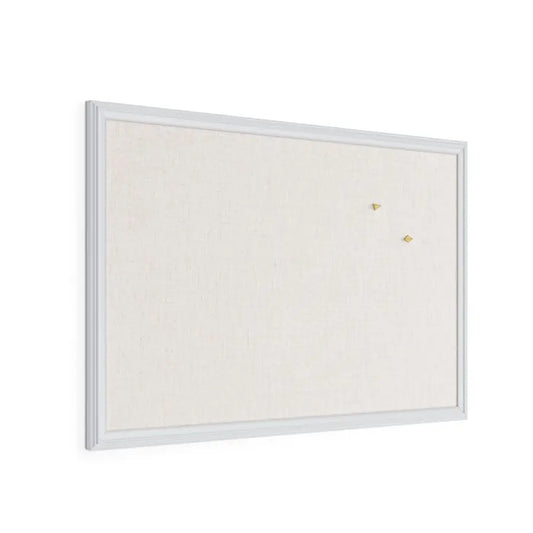 Farmhouse Linen Bulletin Board, 30 x 20, White Wood Frame, Wall Mounted Pin Board for Home Office, Classroom amp Kitchen, Includ