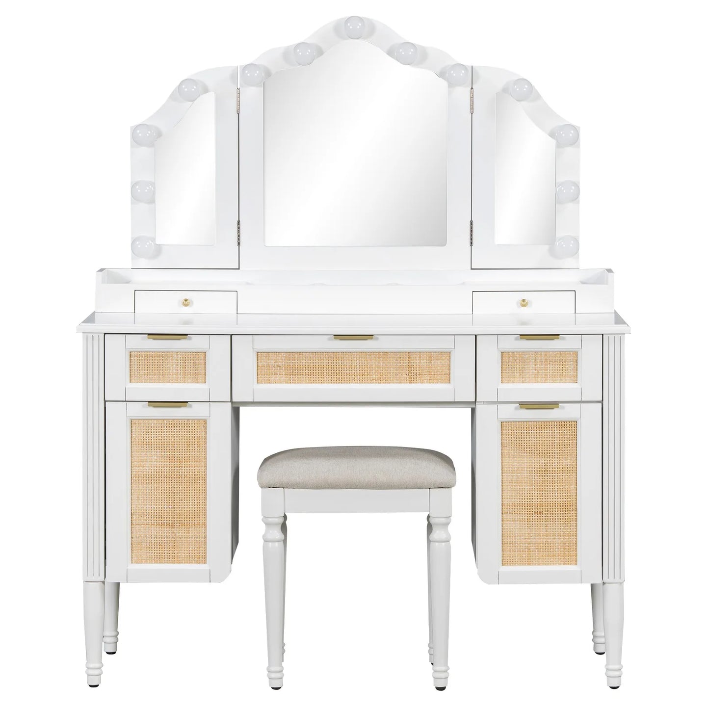 44" Makeup Vanity Desk w/13 Hollywood Bulbs &3 Lighting Modes Dressing Table