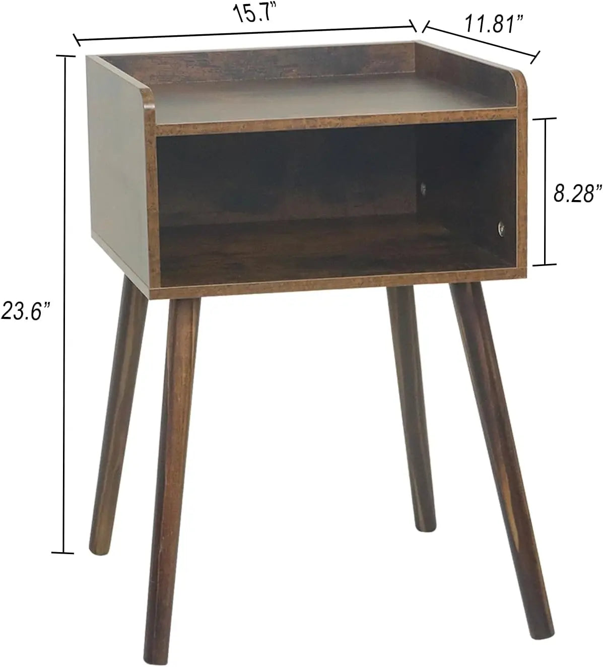 Mid Century Modern Side Table Bedroom with Storage, Small End Bedside Table with Solid Wood Legs for Living Room, Office Small S
