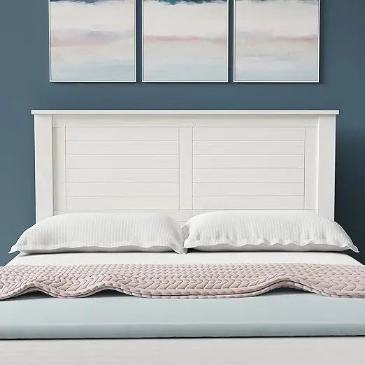Home Campagne Wood Panel Headboard in White - Full Size