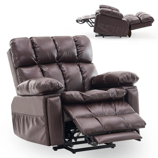 Oversized Dual Motor Power Lift Recliner Chair with Adjustable Headrest for Elderly Faux Leather Customizable Infinite Position