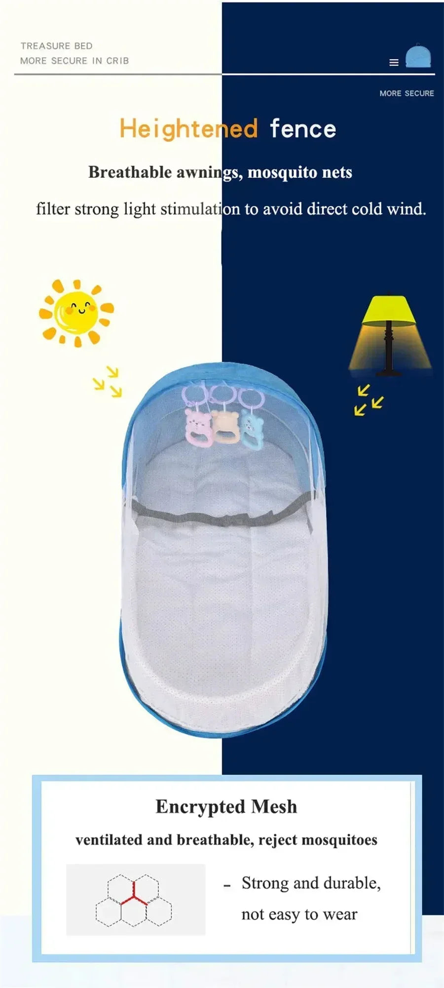 Portable Newborn Baby Bed - Bionic Isolation Travel Crib, Foldable Anti-Stress Bassinet for Baby