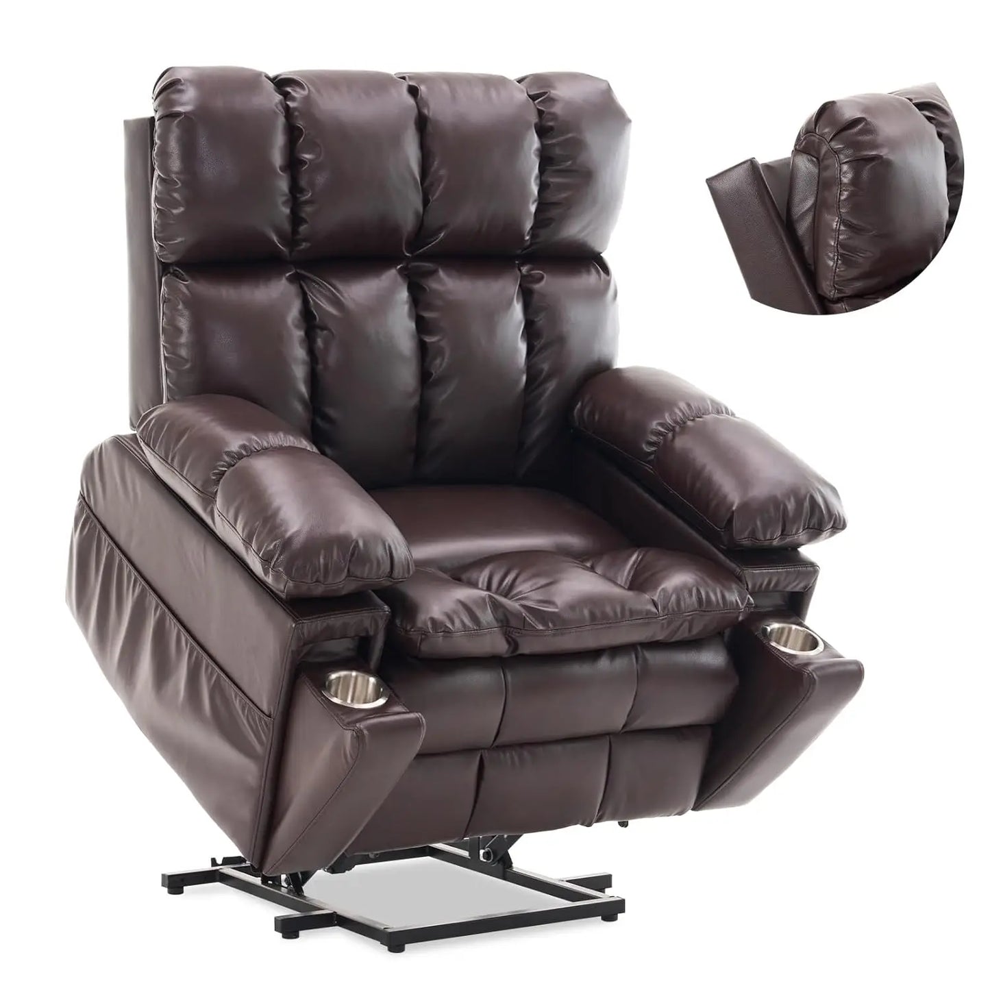 Oversized Dual Motor Power Lift Recliner Chair with Adjustable Headrest for Elderly Faux Leather Customizable Infinite Position