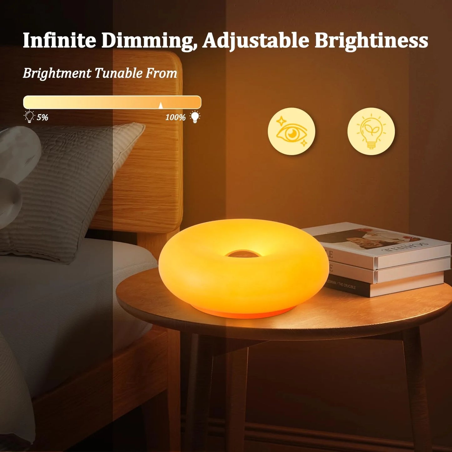 Aesthetic Doughnut LED Night Lamp – Cozy Ambient Light, Touch Control,Warm Color