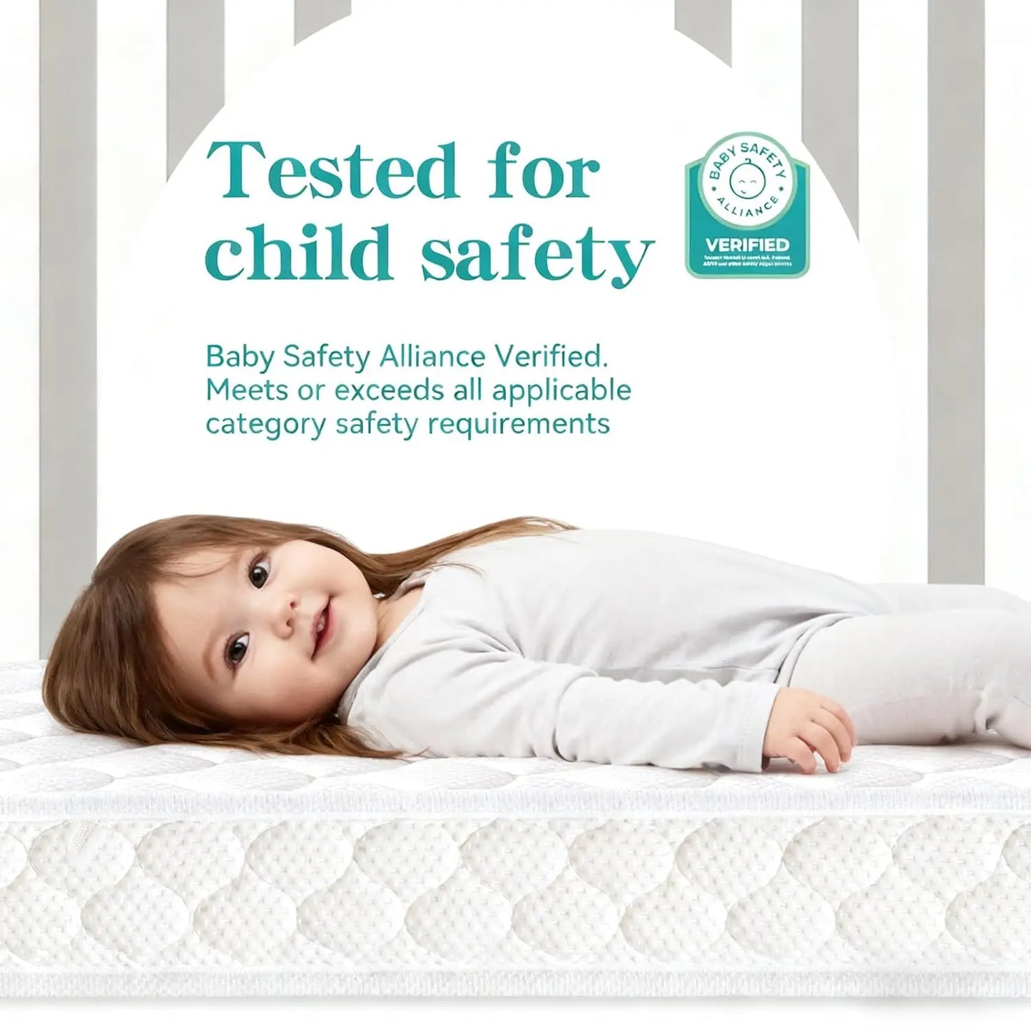 Dual-Sided Crib and Toddler Mattress - 52x27.6x5 Inches, Breathable Knitted Fabric, Fits Standard Beds