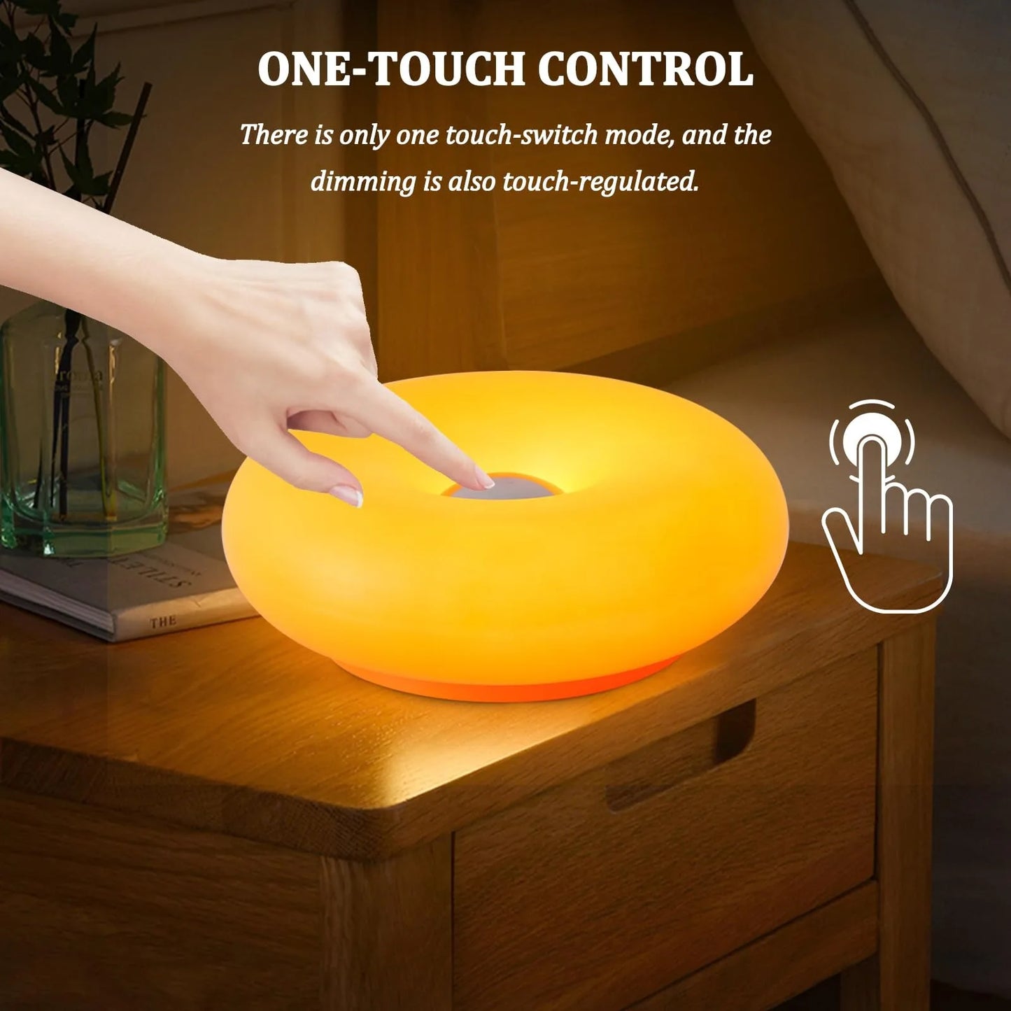 Aesthetic Doughnut LED Night Lamp – Cozy Ambient Light, Touch Control,Warm Color