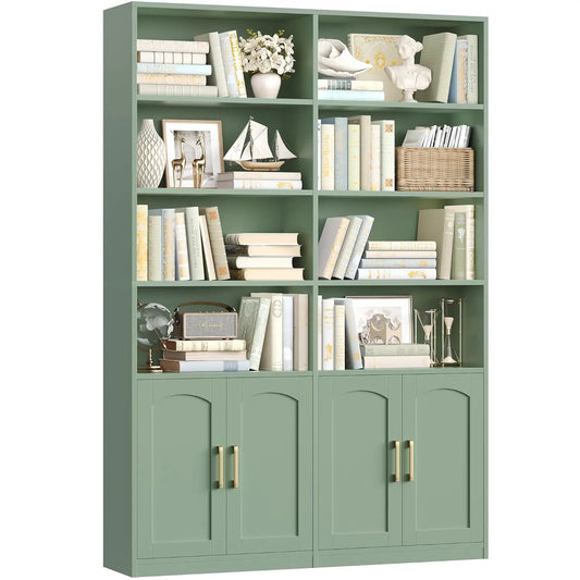 Bookshelf and Bookcase with Doors, 6 Tier Double Wide Large Bookshelves, Open Display Shelves, 73'' Tall Bookshelf, Customized