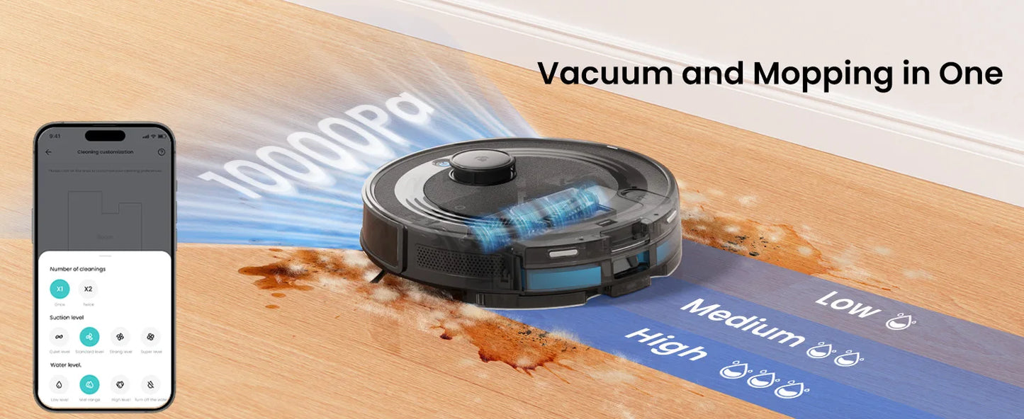 Lefant  Robot Vacuum Cleaner with Automatic Emptying M2S Pro,10000Pa, 240 Minutes, Laser Navigation DTOF, Ideal for Pet Hair