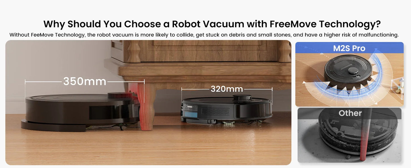 Lefant  Robot Vacuum Cleaner with Automatic Emptying M2S Pro,10000Pa, 240 Minutes, Laser Navigation DTOF, Ideal for Pet Hair