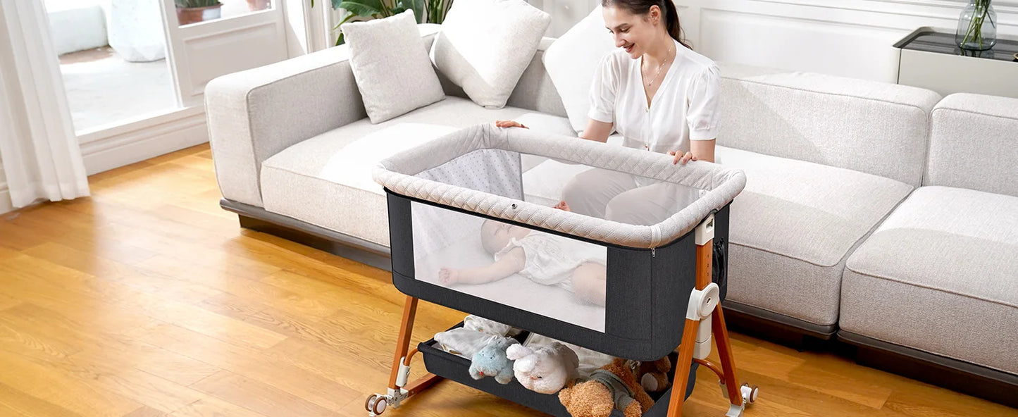Baby Bassinet, Bedside Bassinet for Baby, 3 in 1 Bassinet Bedside Sleeper with Wheels
