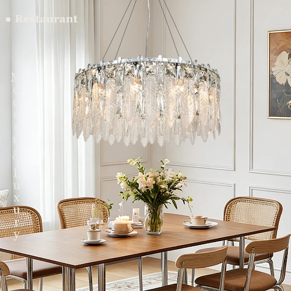 Modern Crystal Chandelier Living Room Ceiling Chandeliers Villa Loft Silver Lustre Lighting Home Decor Hanging Ceiling Lights
