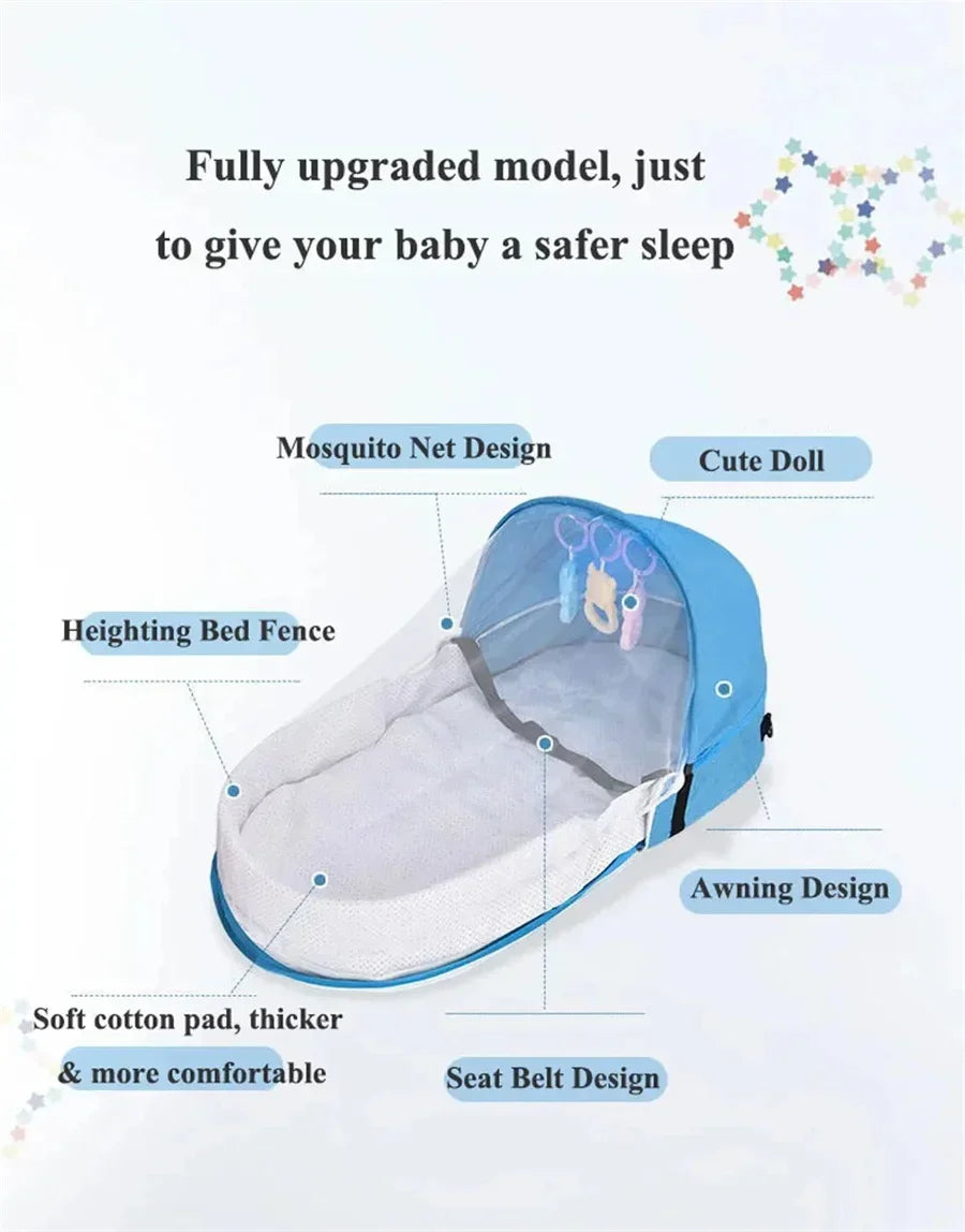 Portable Newborn Baby Bed - Bionic Isolation Travel Crib, Foldable Anti-Stress Bassinet for Baby