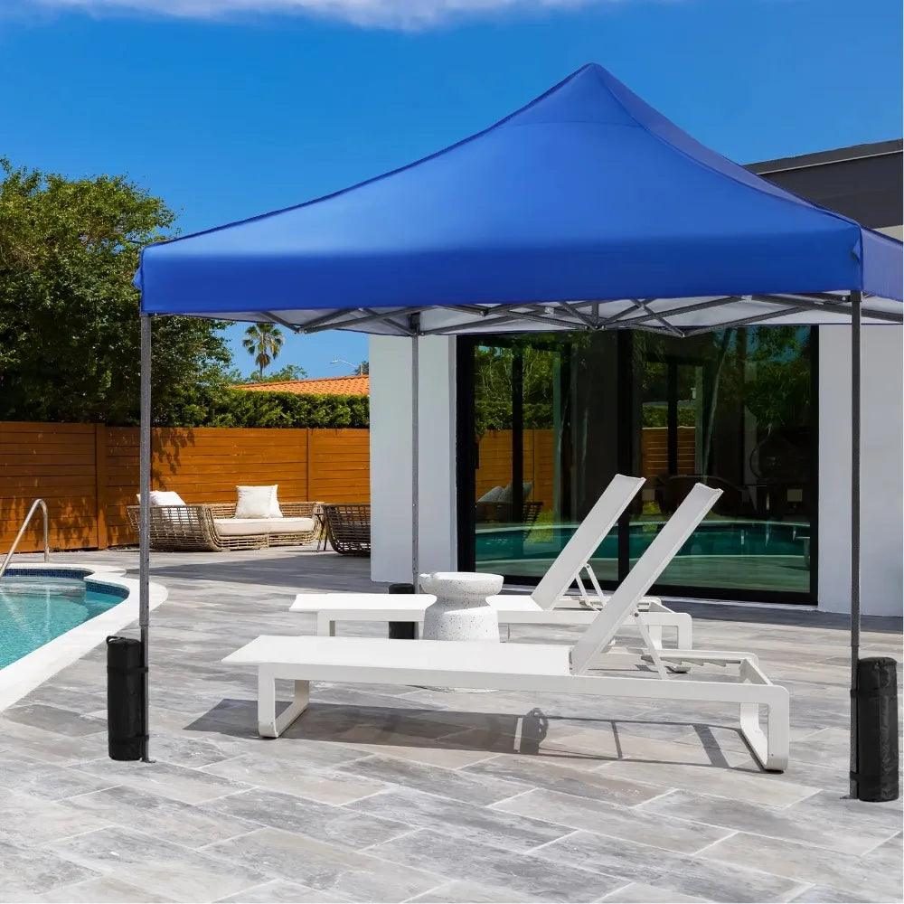 GIANNA 10x10 FT Pop Up Canopy Tent with Slant Legs and Carrying Bag, Easy Setup Outdoor Shelter for Patio, Garden, Beach, Blue