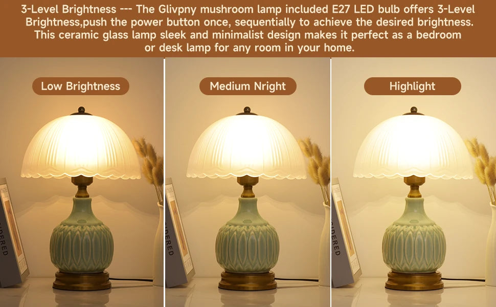 Vintage Lamp for Living Room,16" Modern Ceramic Table Lamps for Bedroom,Retro Bedside Nightstand Traditional Lamps,Classic Chino