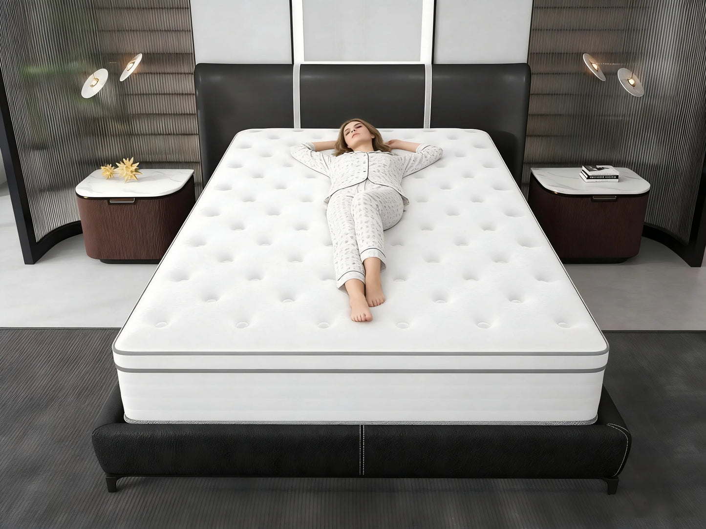 14/12/10 inch Firm King/Full/Twin/Queen Mattress- Pain-Relieving Hybrid Mattress for Extra Lumbar & Hip Support