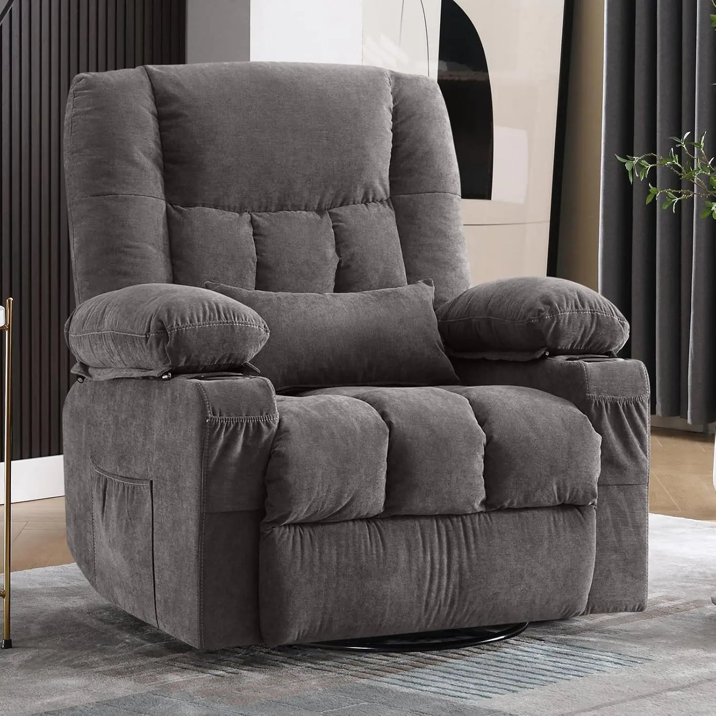 Massage Swivel Rocker Recliner Chair with Vibration Massage and Heat Ergonomic Lounge Chair for Living Room with, Customized