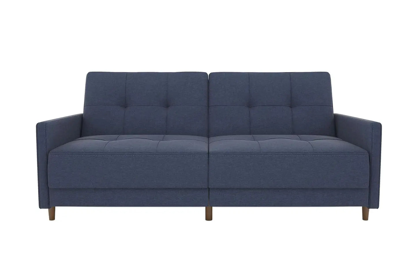 Andora 76 Inch Futon Sofa Bed, Modern Upholstered Couch Sleeper with Button Tufted Back and Seat, Dark Gray