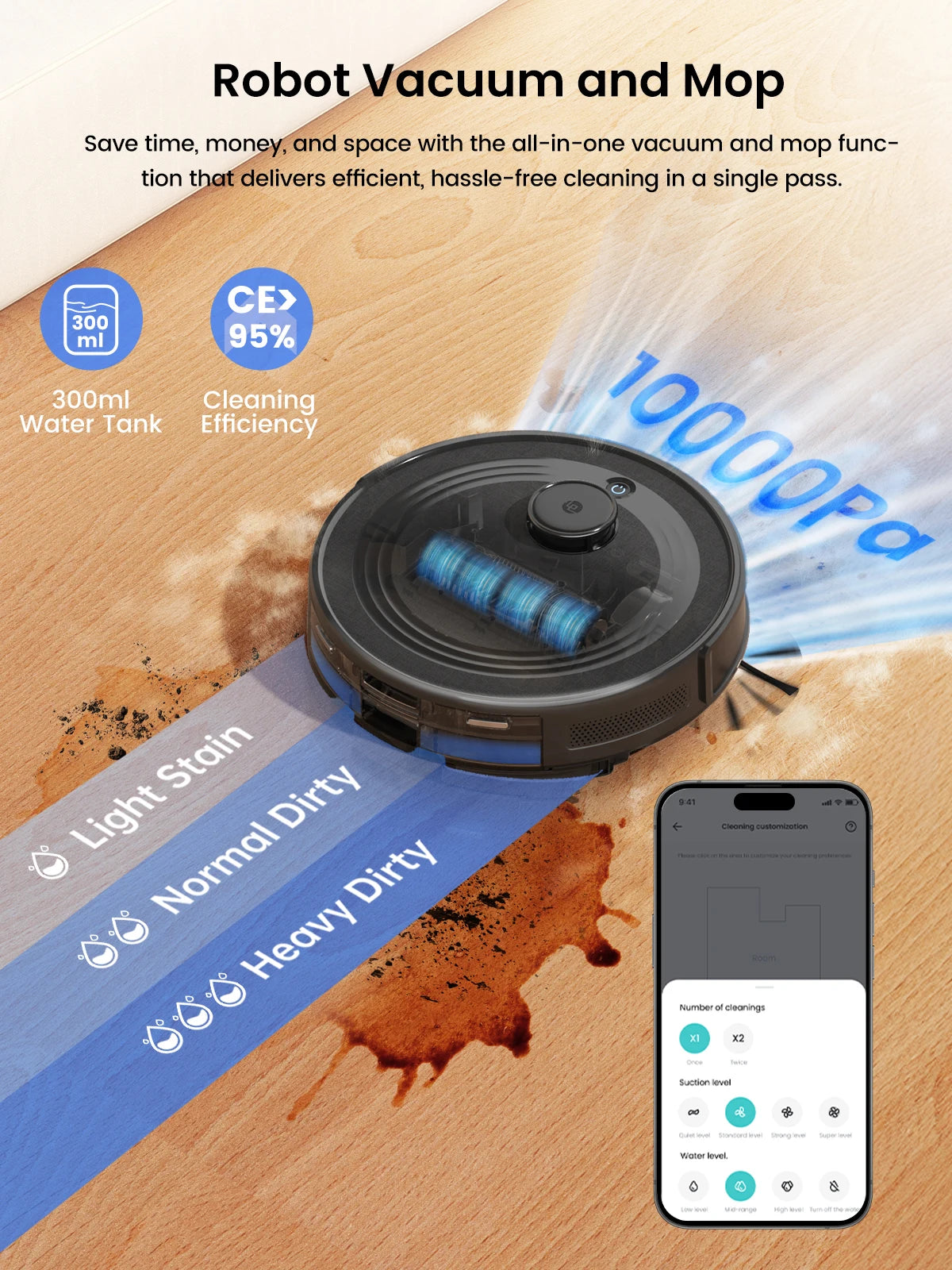 Lefant  Robot Vacuum Cleaner with Automatic Emptying M2S Pro,10000Pa, 240 Minutes, Laser Navigation DTOF, Ideal for Pet Hair