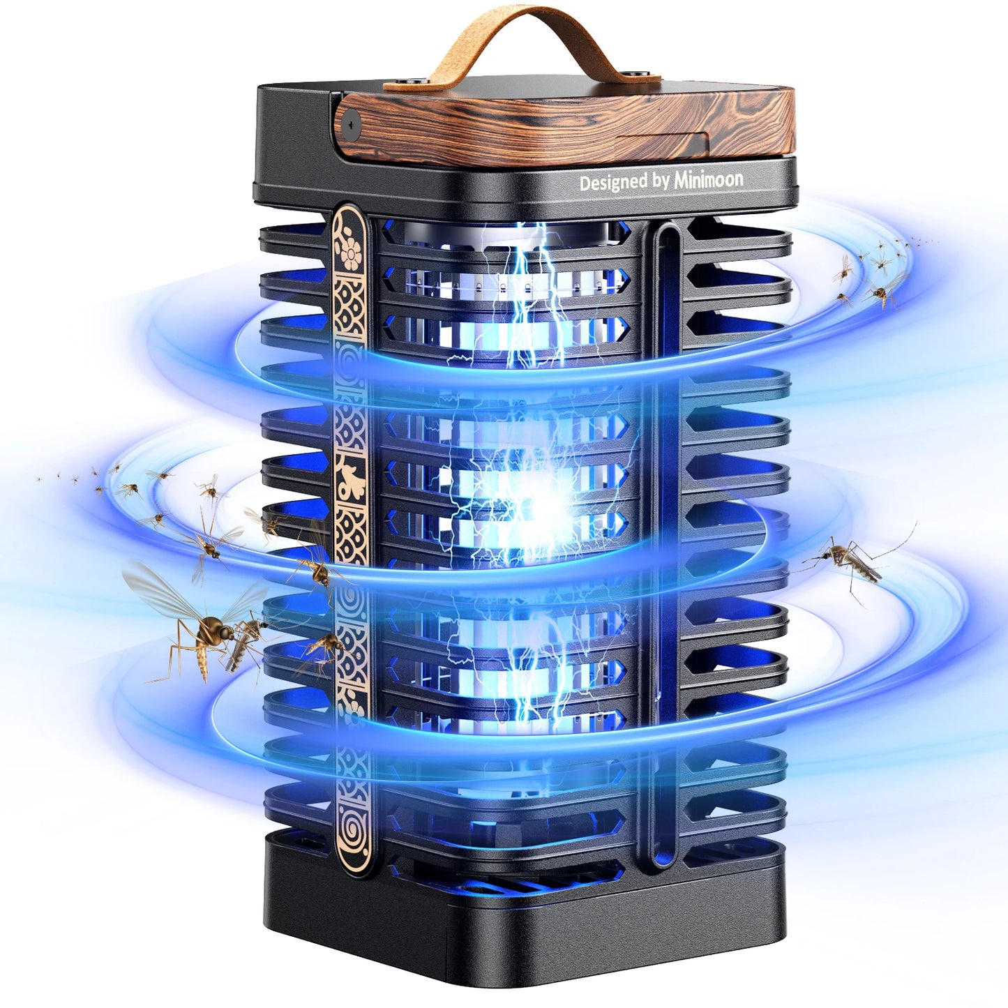 Minimoon Bug Zapper Outdoor Mosquito Zapper with Dual LED Light 4200V Fly Zapper 15W Electric Fly Traps Outdoor IPX4 Insect Trap