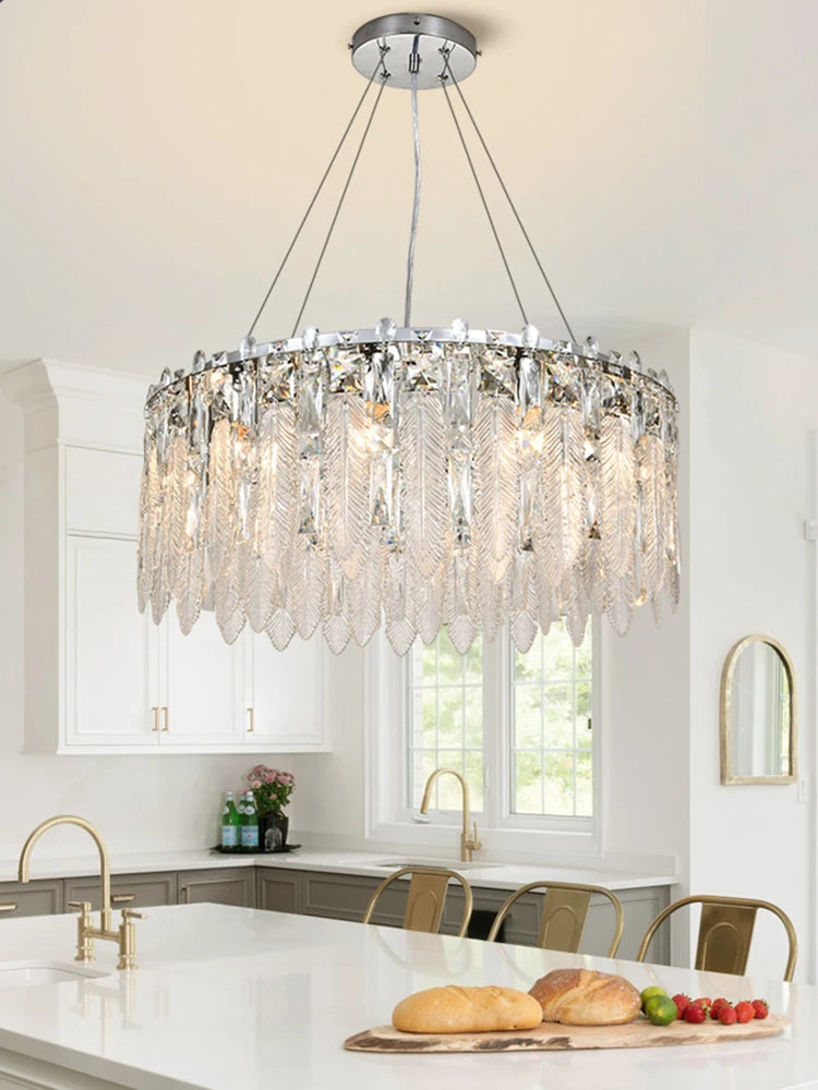 Modern Crystal Chandelier Living Room Ceiling Chandeliers Villa Loft Silver Lustre Lighting Home Decor Hanging Ceiling Lights