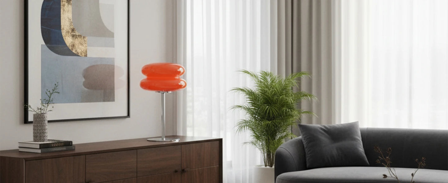 Macaron Glass Table Lamp Trichromatic Dimming Living Room Atmosphere Lamps Eye Protection Night Light Girl Bedroom Bedside Decor