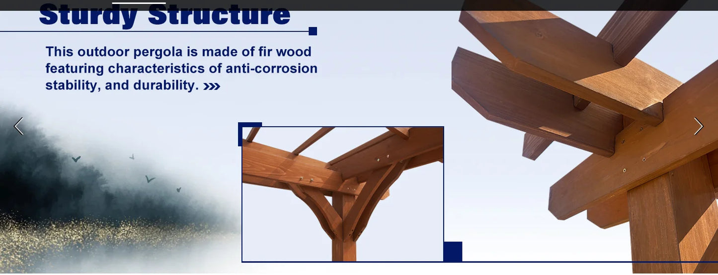 LZBEITEM Outdoor Gazebo Wooden Grape pergola for Climbing Plant Support, Garden, Terrace, Backyard, Deck, Brown