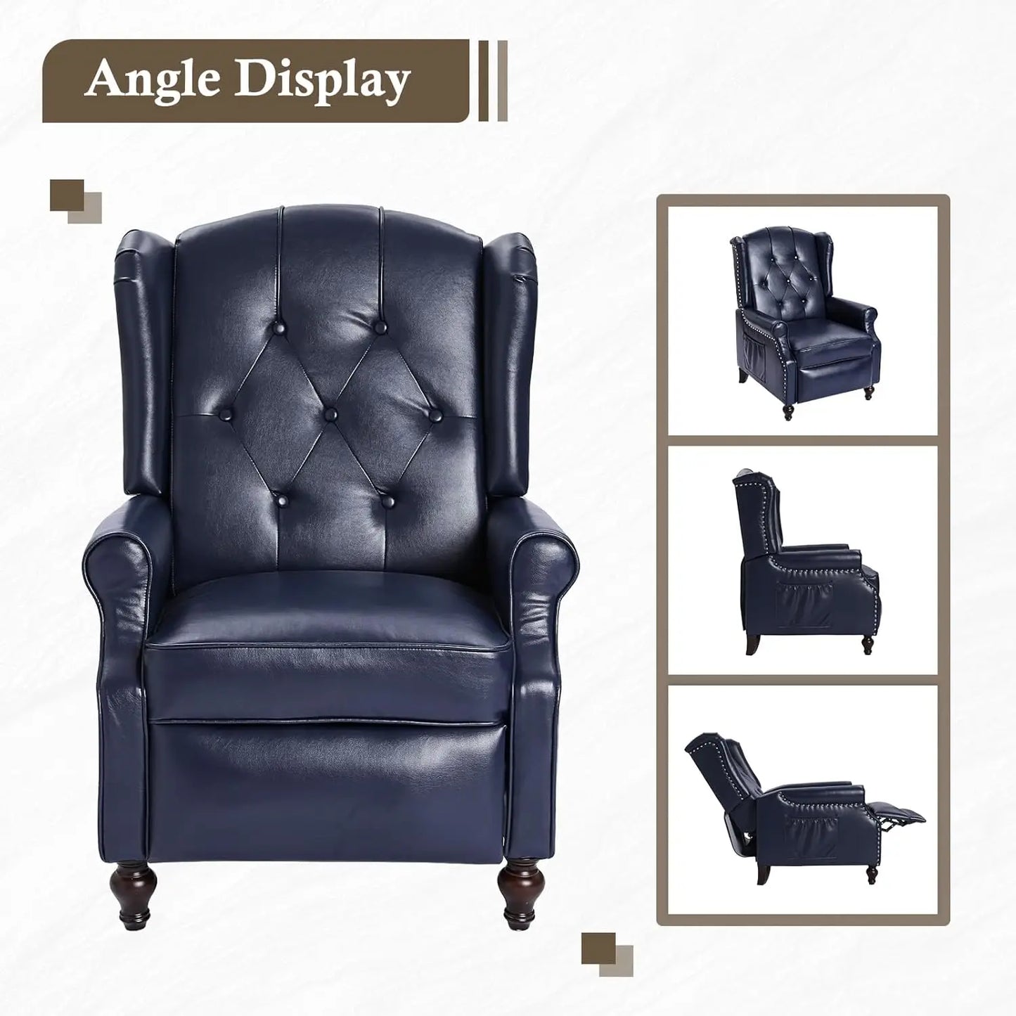 Wingback Recliner Chair with Massage and Heat PU Leather Push Back Arm Chair, Recliner Chair for Living Room, Customized