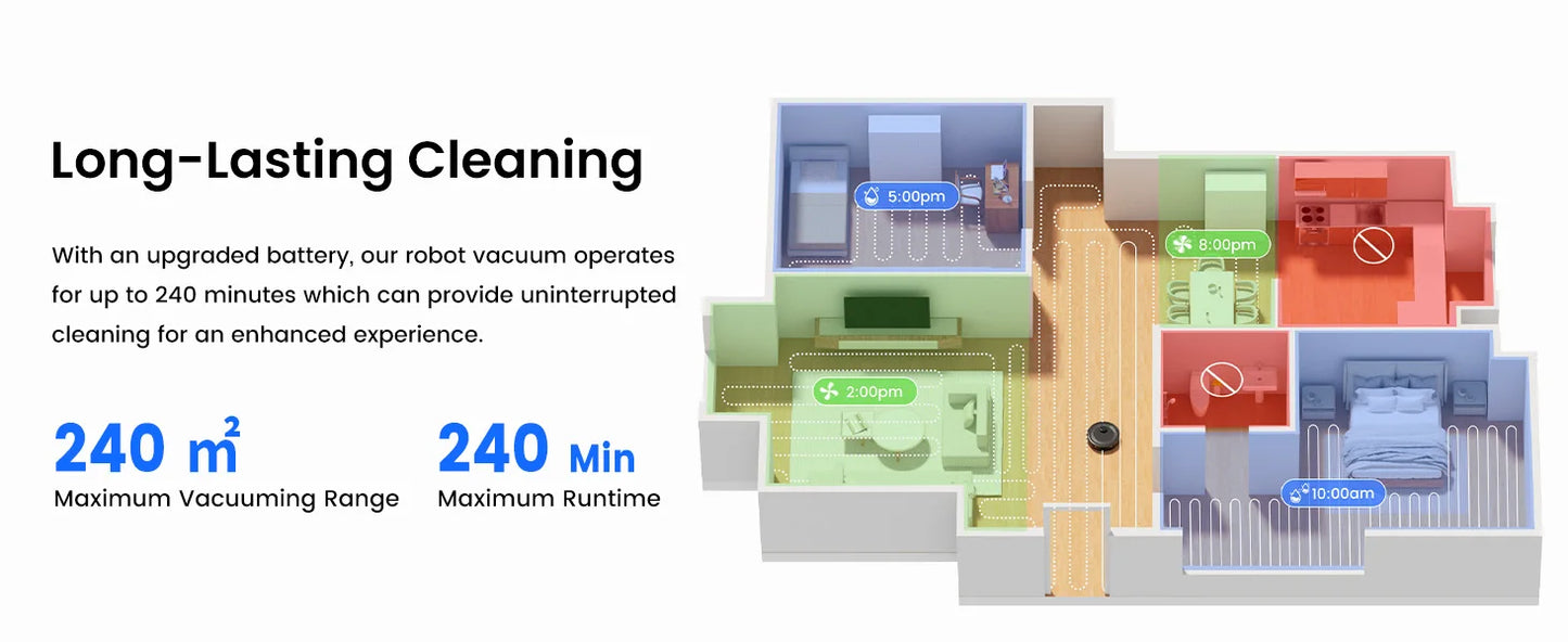 Lefant  Robot Vacuum Cleaner with Automatic Emptying M2S Pro,10000Pa, 240 Minutes, Laser Navigation DTOF, Ideal for Pet Hair