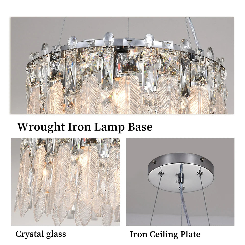 Modern Crystal Chandelier Living Room Ceiling Chandeliers Villa Loft Silver Lustre Lighting Home Decor Hanging Ceiling Lights