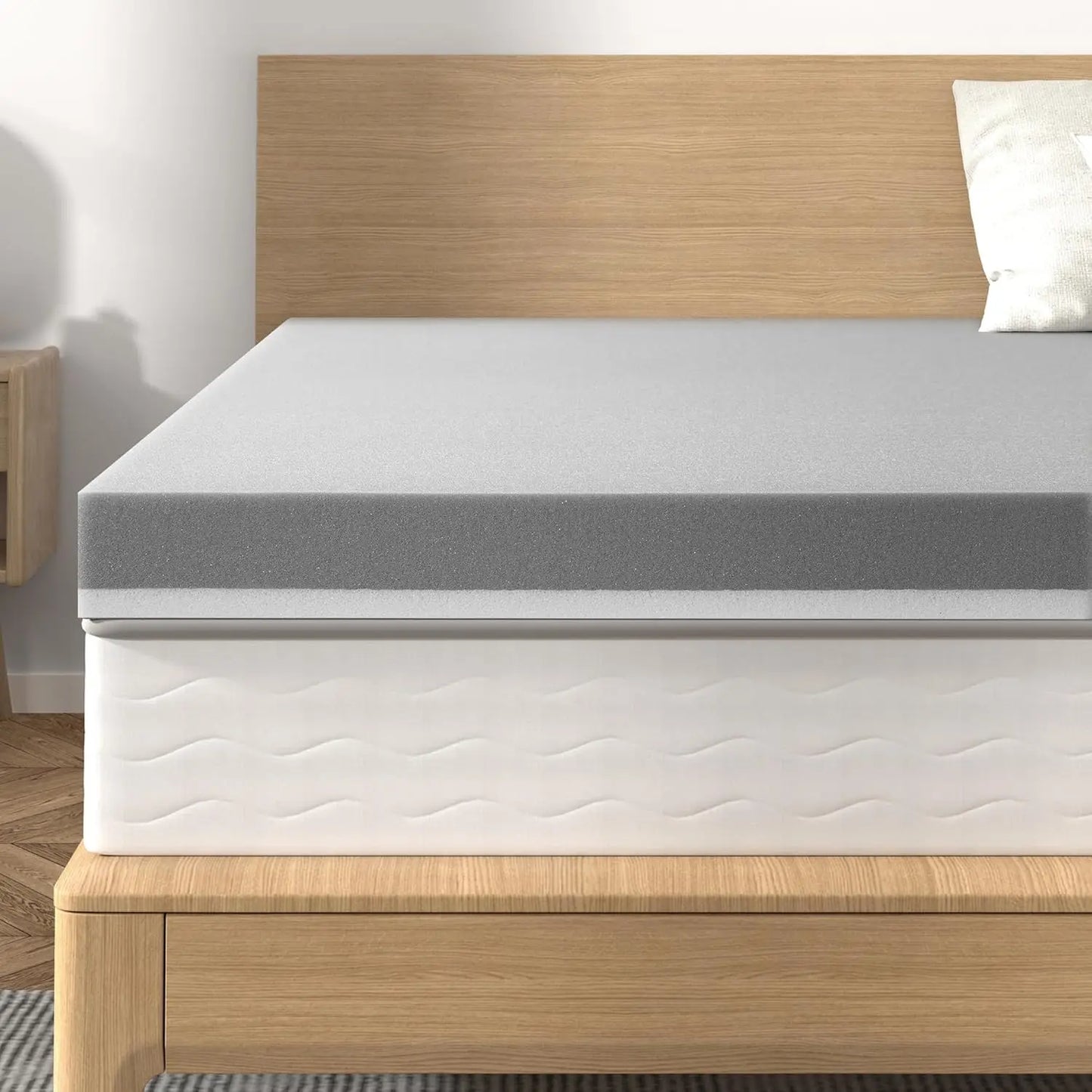 Extra Firm Mattress Topper 3 Inch - Gel & Bamboo Charcoal Cooling Pad for Back Pain Relief - High Density, Customized