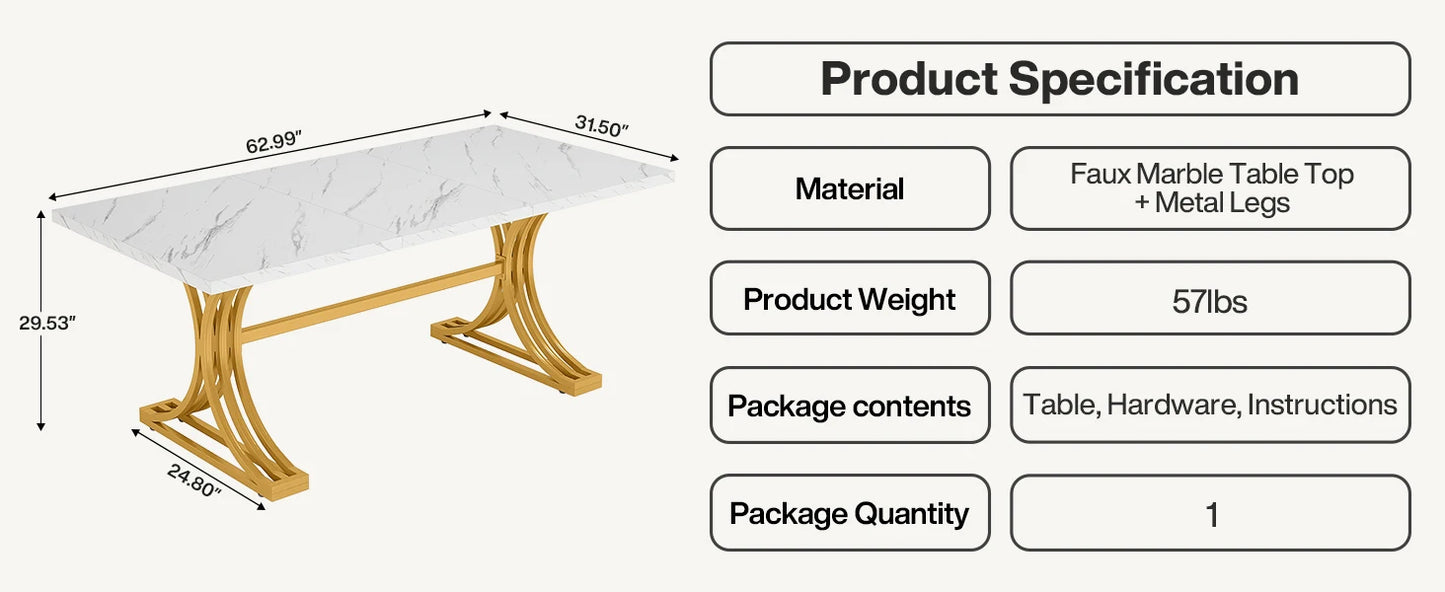 Tribesigns Modern Office Desk, 70.9" Wooden Computer Desk,Executive Desk with Gold Metal Legs, Large Workstation Home Office