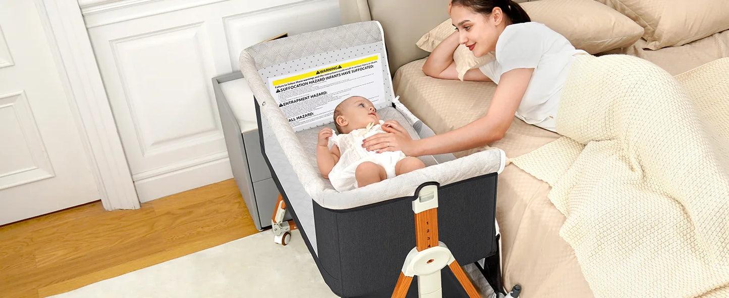 Baby Bassinet, Bedside Bassinet for Baby, 3 in 1 Bassinet Bedside Sleeper with Wheels