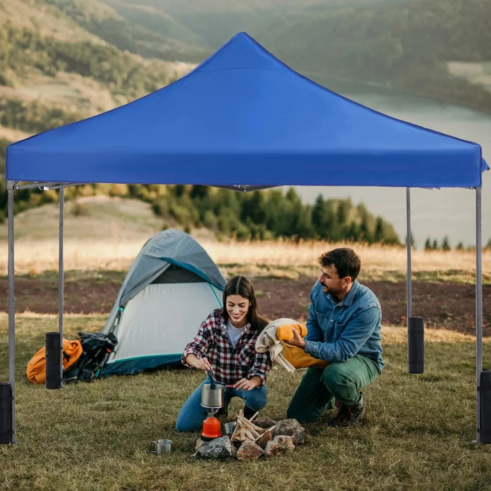 GIANNA 10x10 FT Pop Up Canopy Tent with Slant Legs and Carrying Bag, Easy Setup Outdoor Shelter for Patio, Garden, Beach, Blue