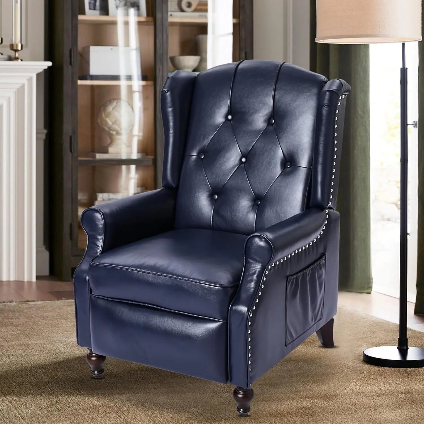 Wingback Recliner Chair with Massage and Heat PU Leather Push Back Arm Chair, Recliner Chair for Living Room, Customized