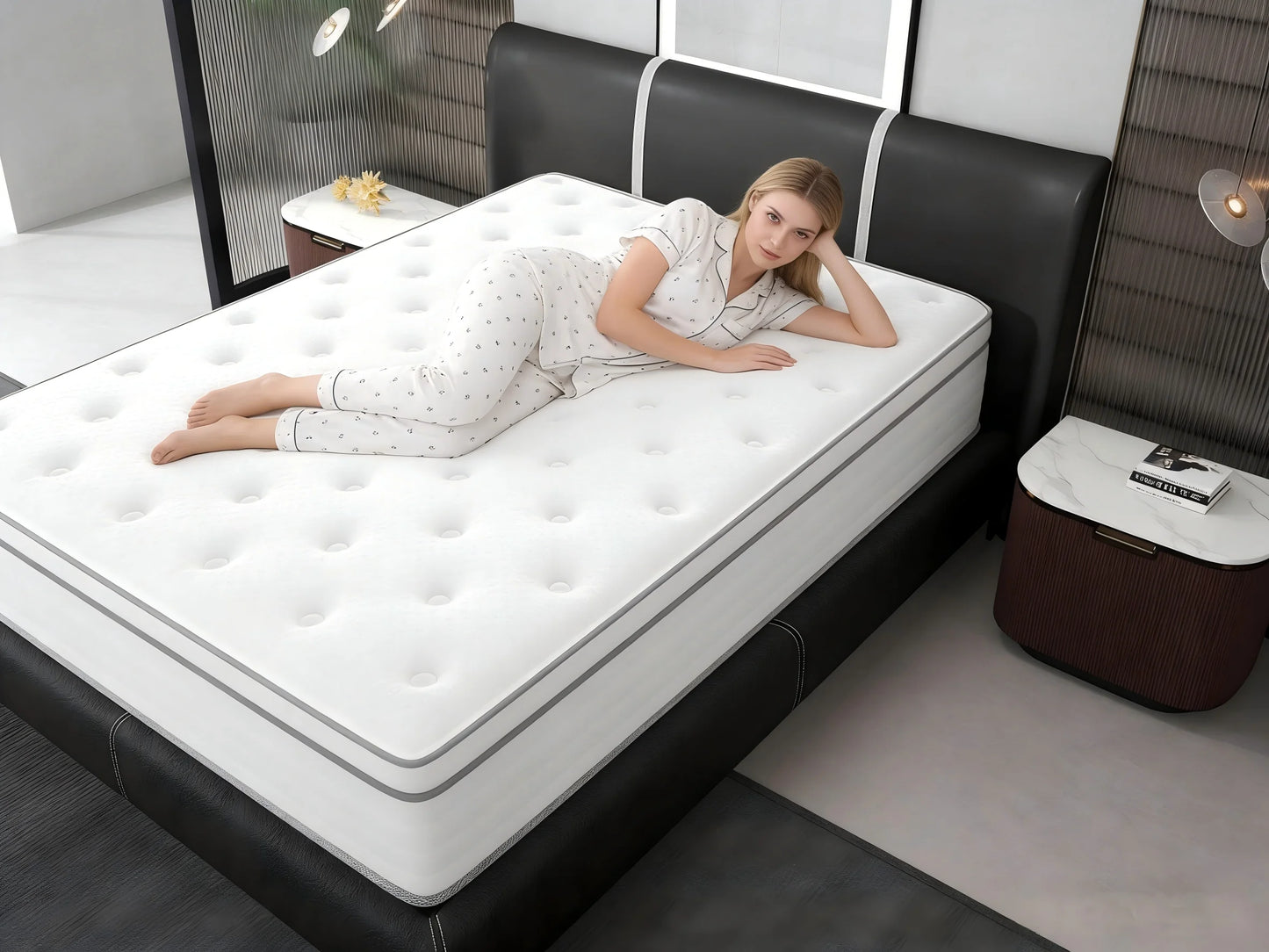 14/12/10 inch Firm King/Full/Twin/Queen Mattress- Pain-Relieving Hybrid Mattress for Extra Lumbar & Hip Support
