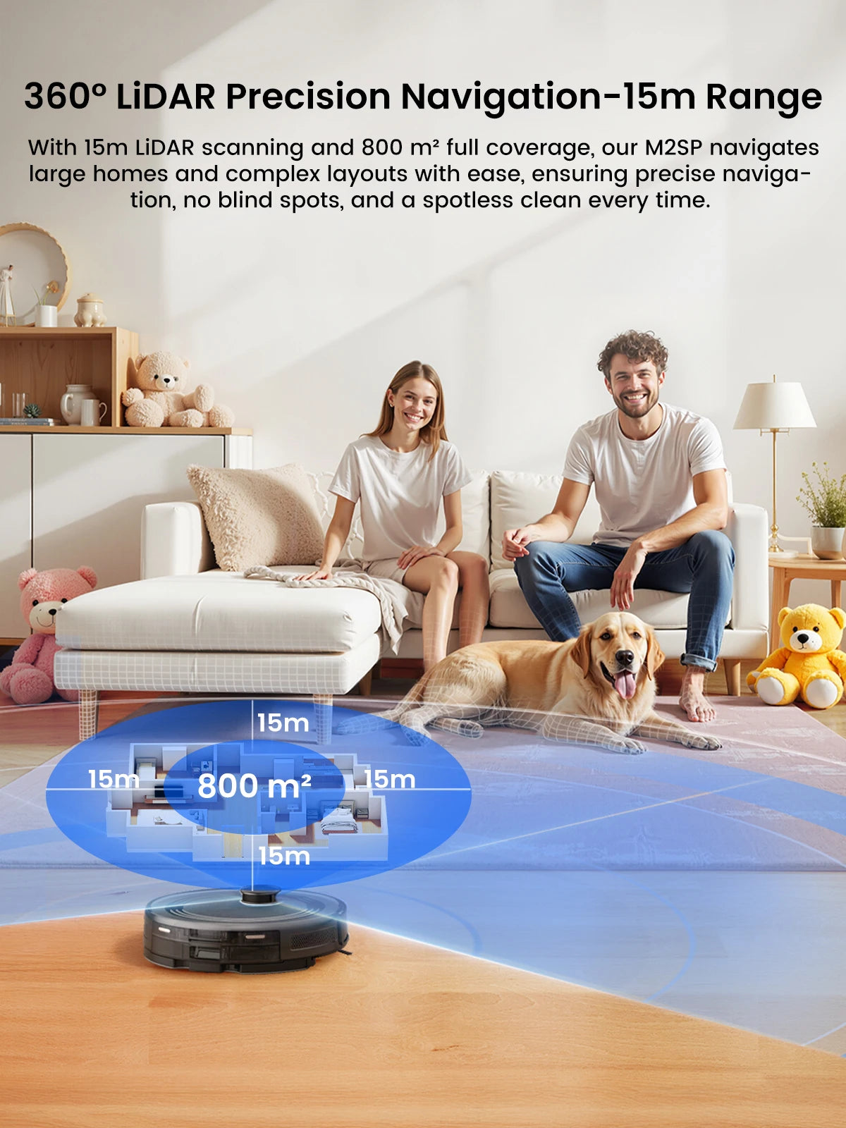 Lefant  Robot Vacuum Cleaner with Automatic Emptying M2S Pro,10000Pa, 240 Minutes, Laser Navigation DTOF, Ideal for Pet Hair