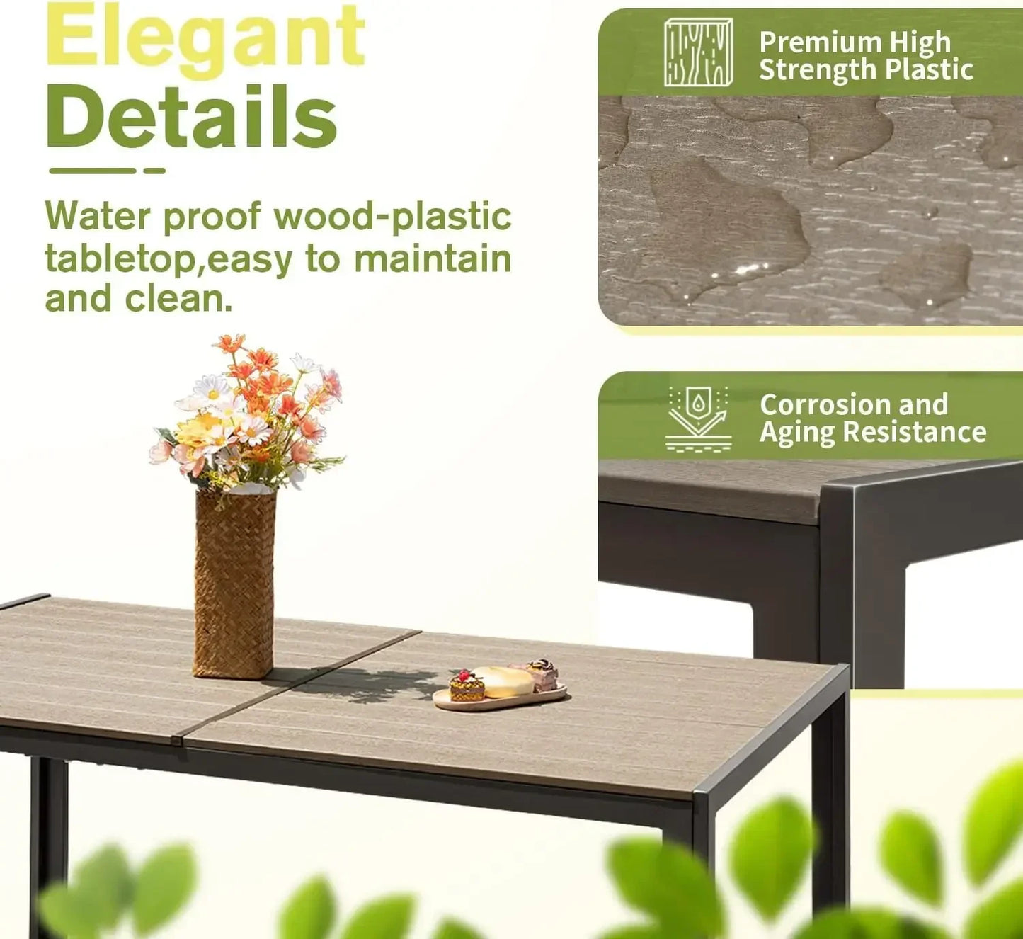 HOT-Patio Dining Set 7 Pieces Outdoor Furniture with Large Table and 6 Textilene Chairs for Porch, Brown