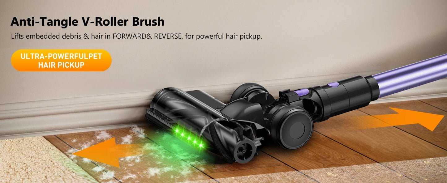 500W/55KPA Self-Standing Cordless Vacuum Cleaner,60 Mins Handheld Vacuum Cleaners,Smart LED Screen Vacuum for Carpet/Pet Hair