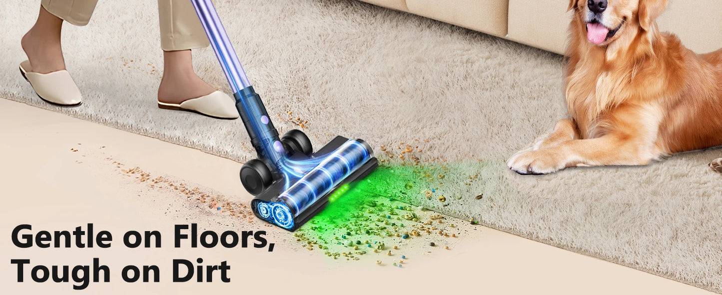 500W/55KPA Self-Standing Cordless Vacuum Cleaner,60 Mins Handheld Vacuum Cleaners,Smart LED Screen Vacuum for Carpet/Pet Hair