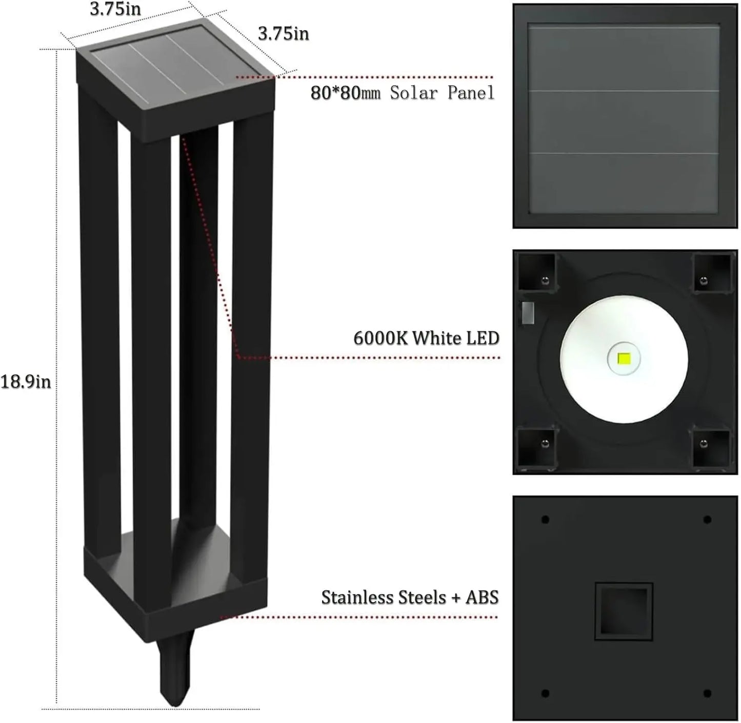 Outdoor Solar Floor Lamps, 2-Piece Garden Patio Lanterns for Pathway Driveway
